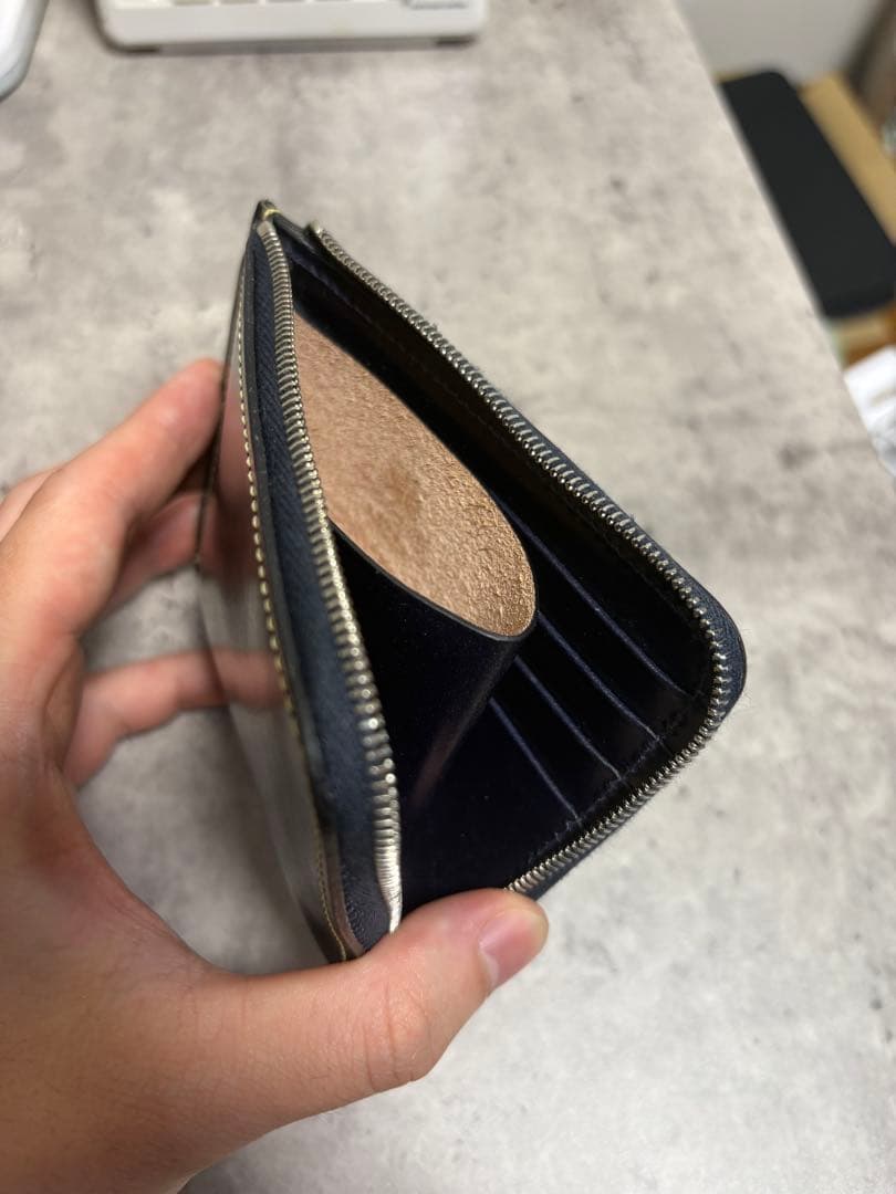 ネイビー レザー ジップウォレット