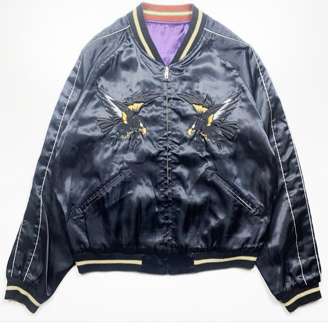 【両面最高】スカジャン鷲虎龍　テーラー　東洋エンタープライズ　刺繍M◆ビンテージ