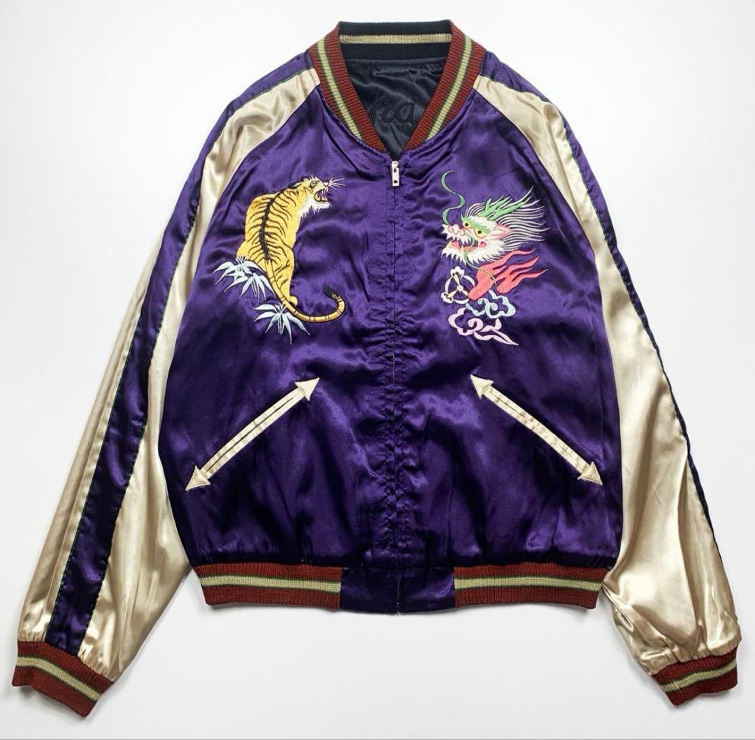 【両面最高】スカジャン鷲虎龍　テーラー　東洋エンタープライズ　刺繍M◆ビンテージ