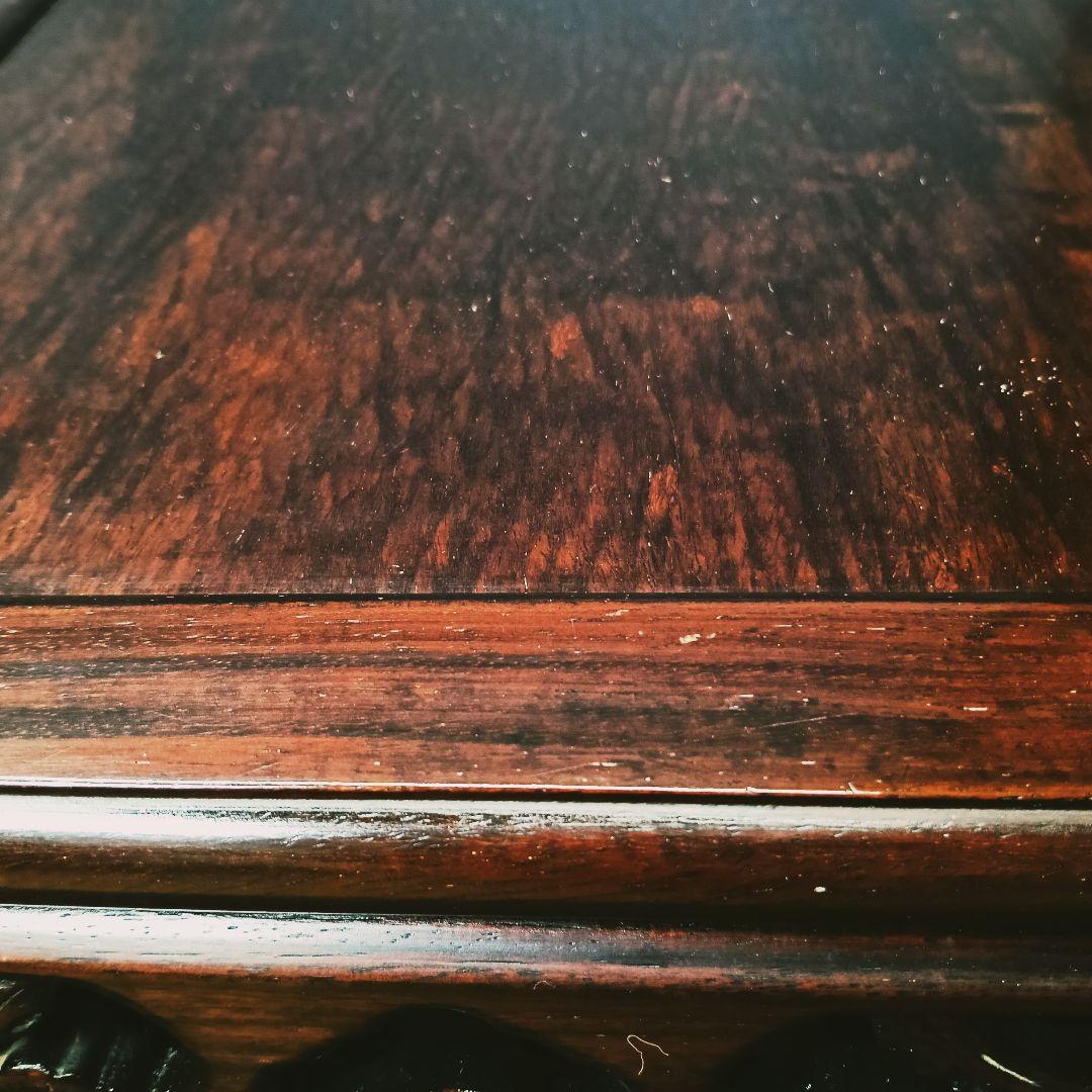 AO35 天然木 唐木 平卓 花台 盆栽台 飾台 透し彫り 松図 壹