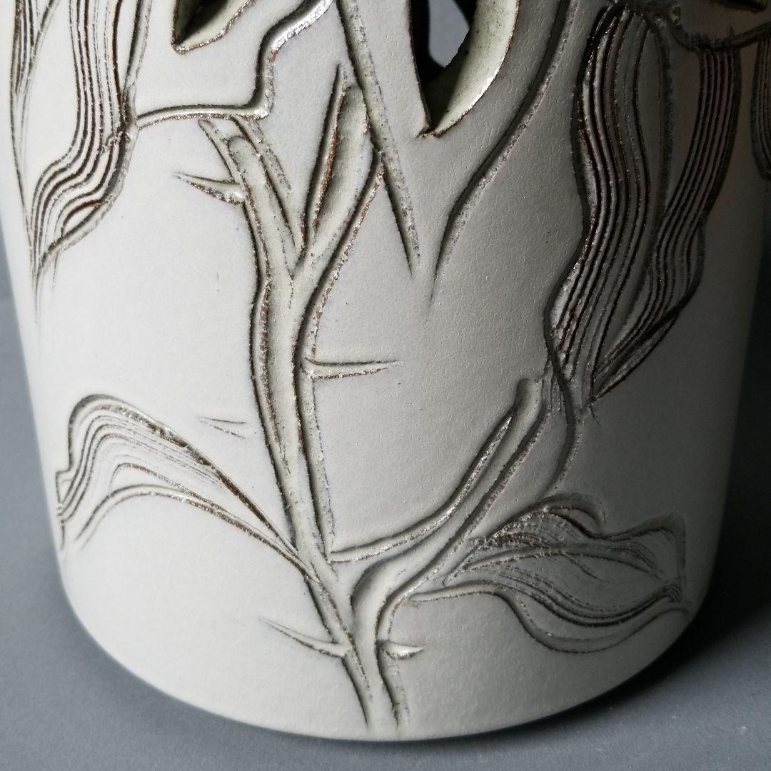 信楽焼傘立て  花彫 高さ４８cm