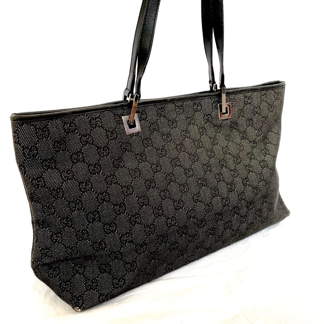 美品✨GUCCI グッチ　GG柄キャンバス×レザー　トートバッグ　手提げ　肩掛け