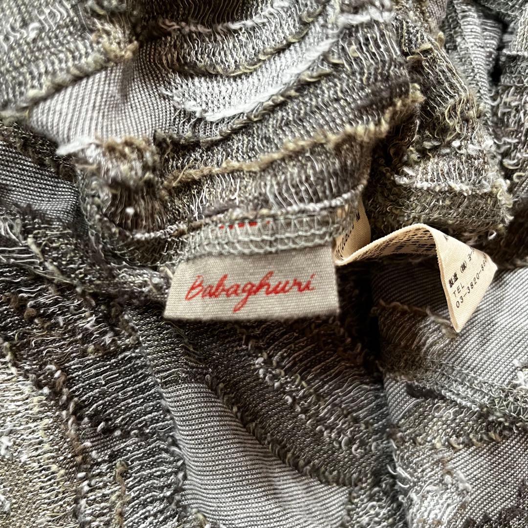 美品✨ババグーリ ボタニカル柄　ジャガード　ワンピース 半袖　ライトグレー