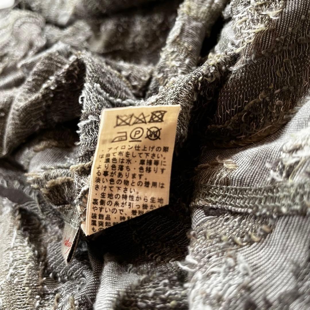 美品✨ババグーリ ボタニカル柄　ジャガード　ワンピース 半袖　ライトグレー