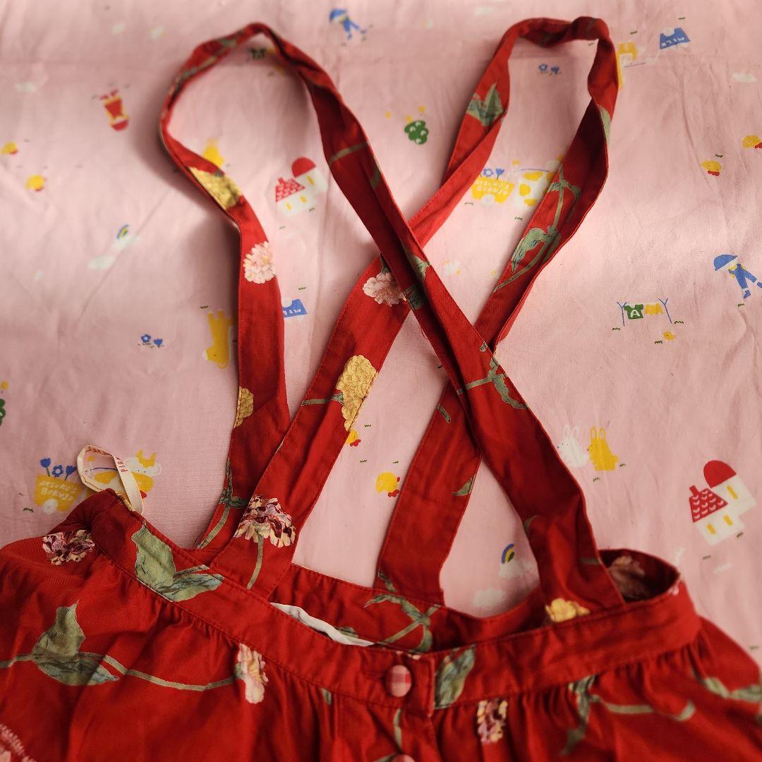 PINK HOUSE ピンクハウス 金子功 吊りスカート 5段ティアード 赤