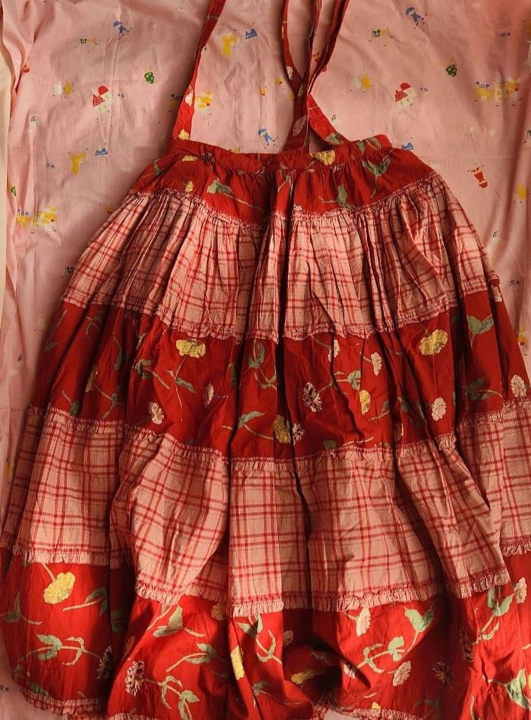 PINK HOUSE ピンクハウス 金子功 吊りスカート 5段ティアード 赤