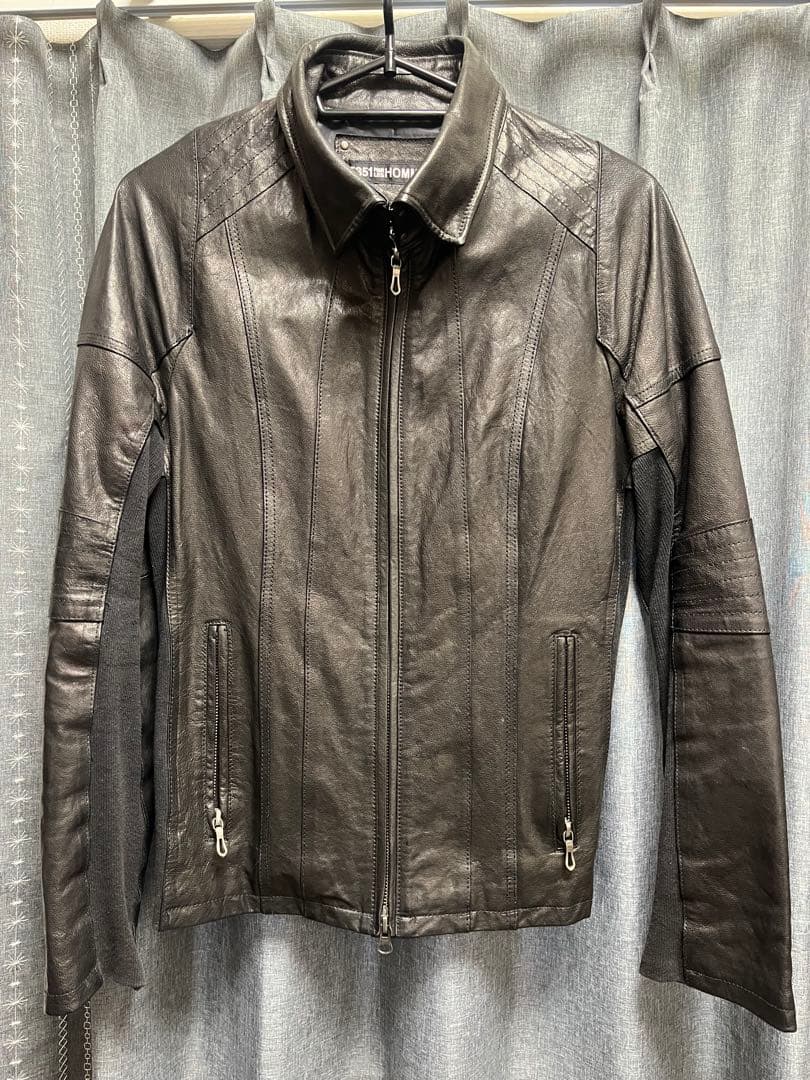 5351 HOMMES レザーライダース　ブラック