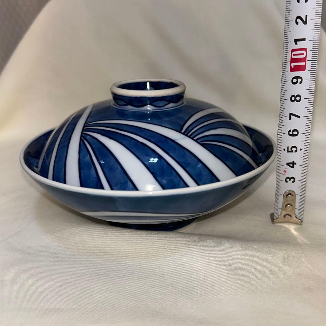 ◉本日限定◉源右衛門　染付波紋　蓋物　6客　共箱