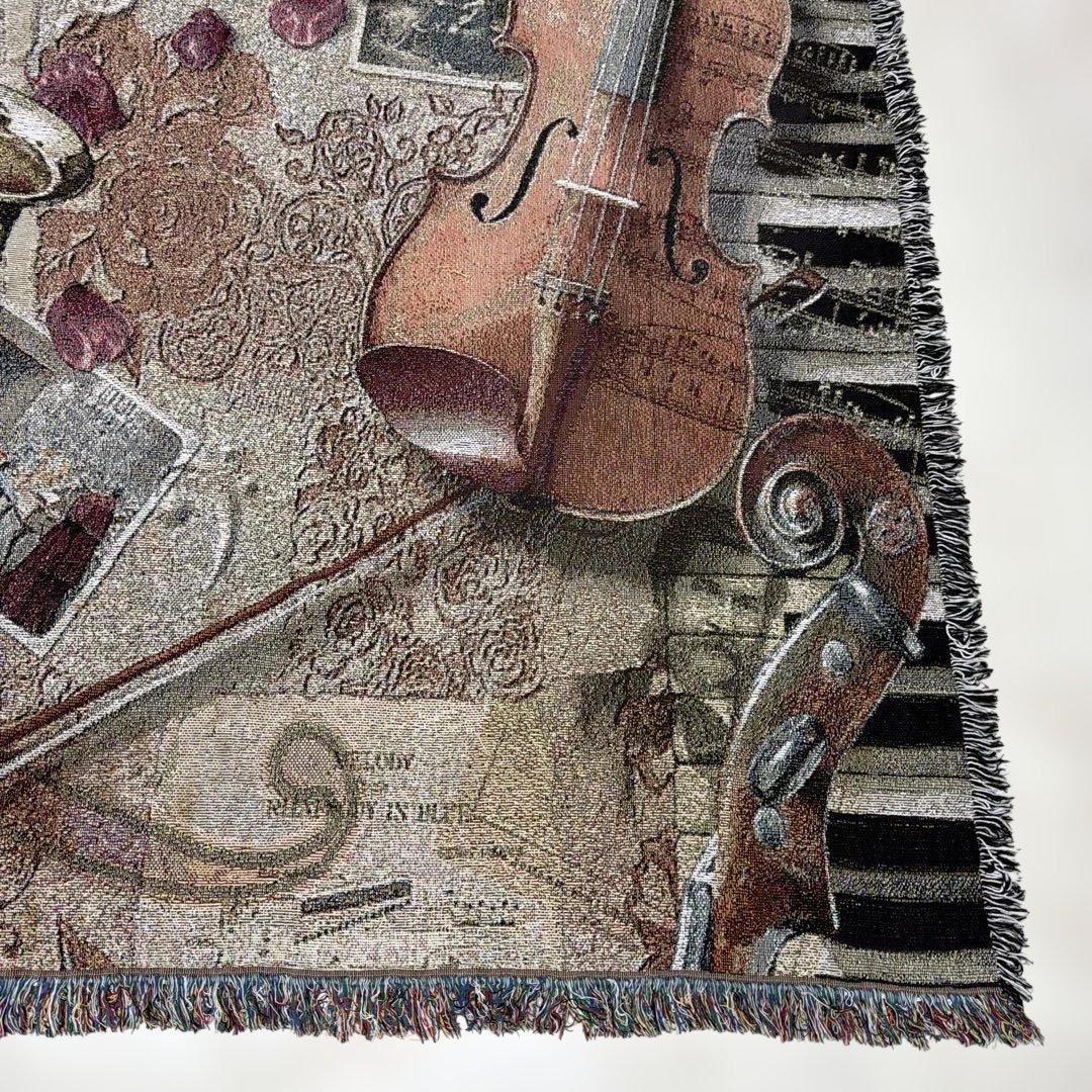 楽器　花　マルチカバー　ソファカバー　ヴィンテージラグ　185x130