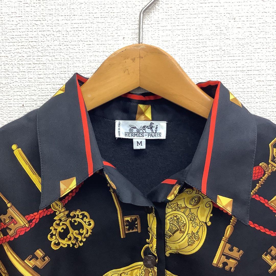 ピ*ー様 美品!! HERMES エルメス シルクスカーフ柄×ニット　シャツ　ブ