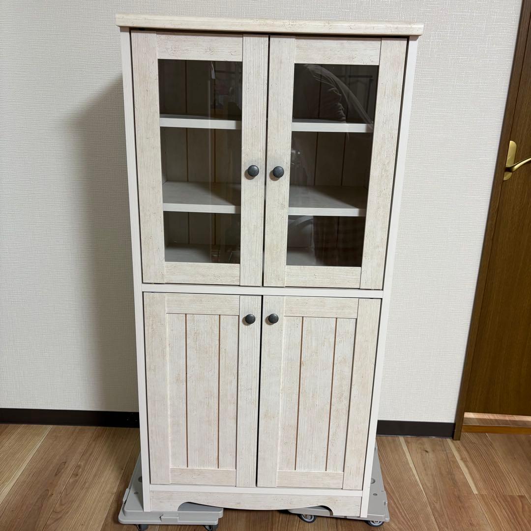 【即日発送対応】ニトリ リズバレー キャビネット ホワイト 食器棚 カントリー