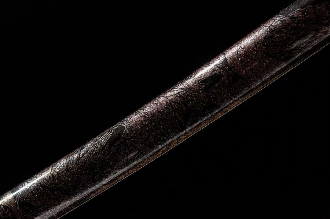 スカル彫刻打刀模造刀1045 炭素鋼グレー調デザイン全長102cm刃厚0.7cm