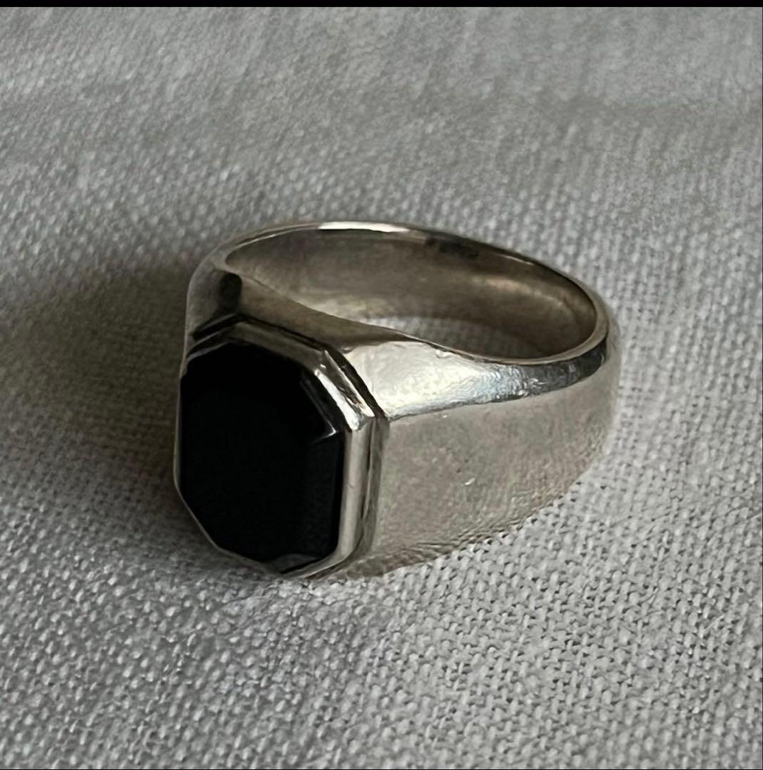 【vintage】シルバー925 オニキスリング　19号