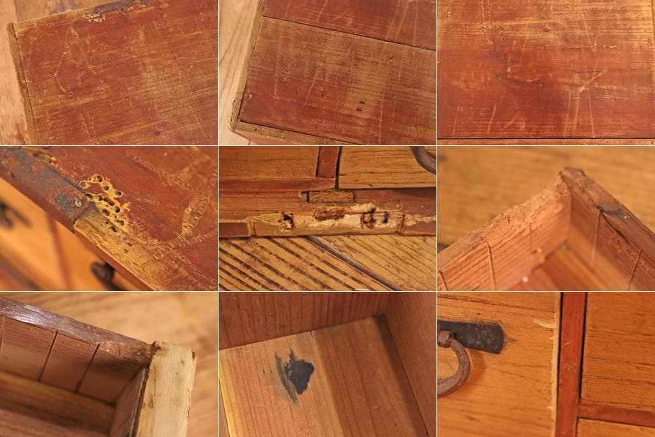 レトロ 卓上 小引き出し 抽斗 5杯 時代物 収納 小物入れ 木製 ヴィンテージ