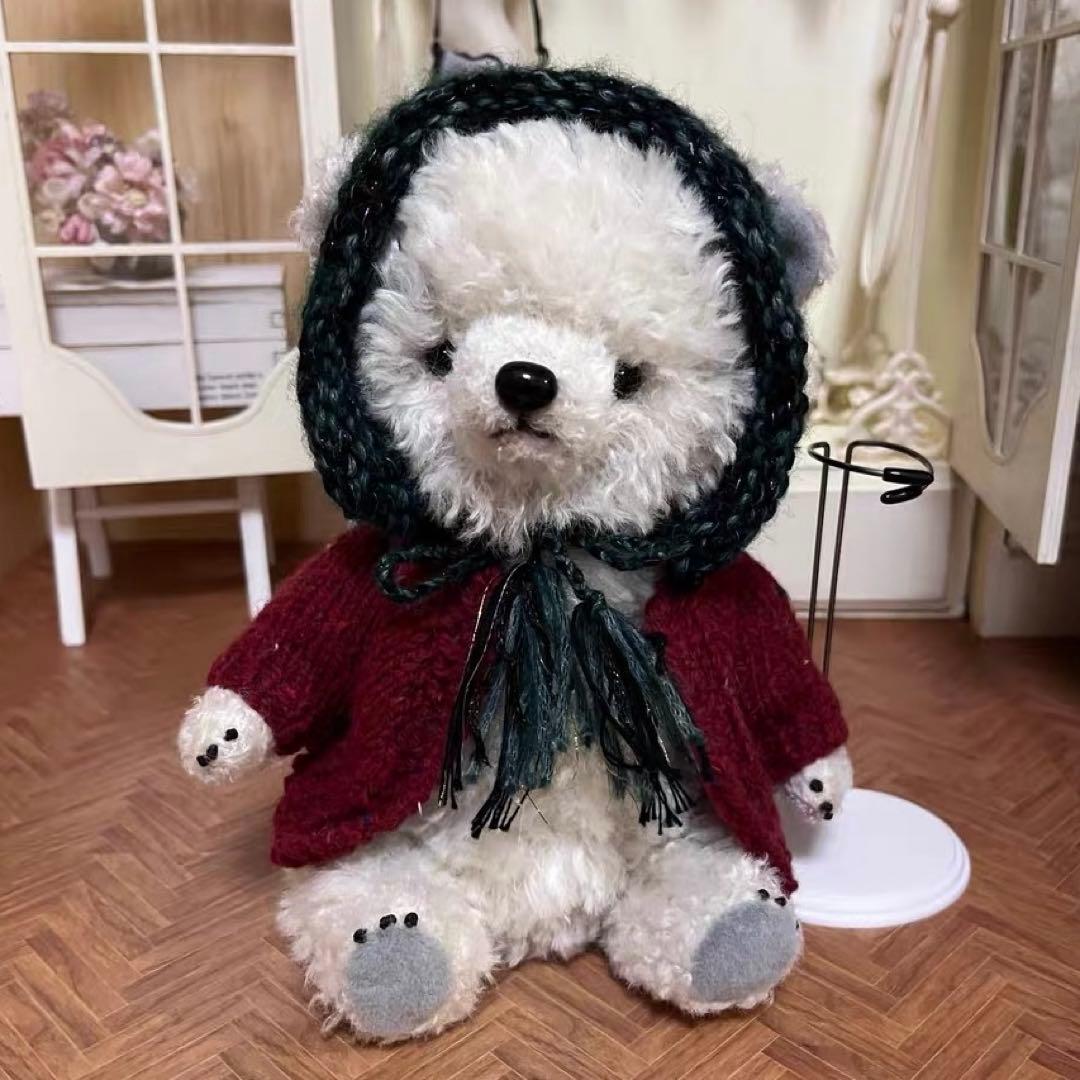 冬は暖かくしないと 白熊 アーティストベア テディベア 海外作家様 ハンドメイド