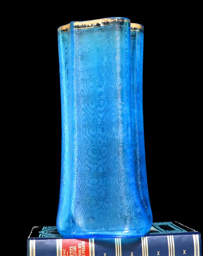 オールド・バカラ 博物館級 1900年 金彩大型花瓶 26.3cm ブルー 壺