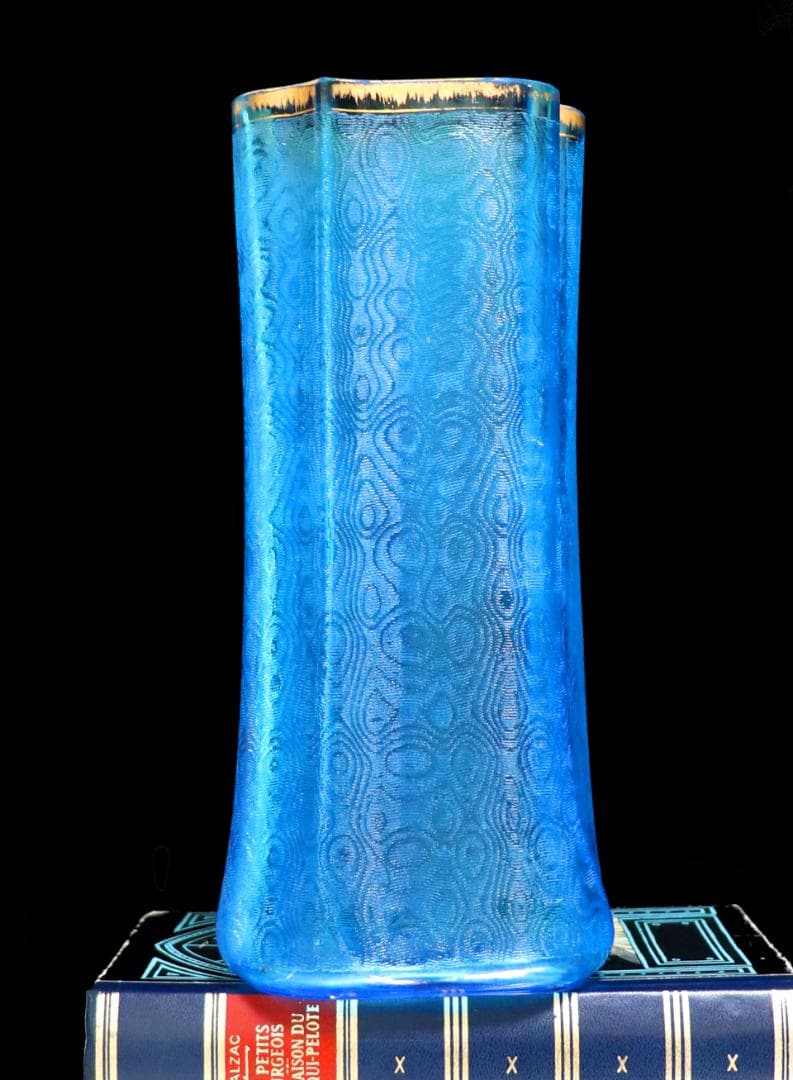 オールド・バカラ 博物館級 1900年 金彩大型花瓶 26.3cm ブルー 壺