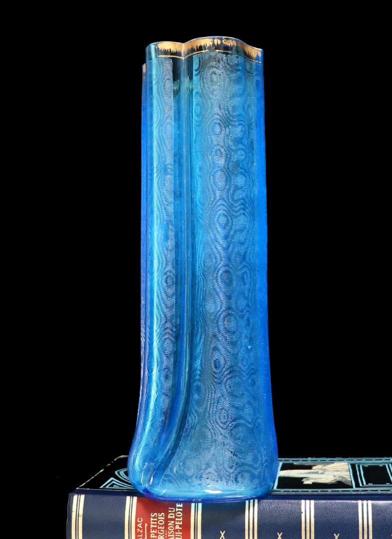 オールド・バカラ 博物館級 1900年 金彩大型花瓶 26.3cm ブルー 壺