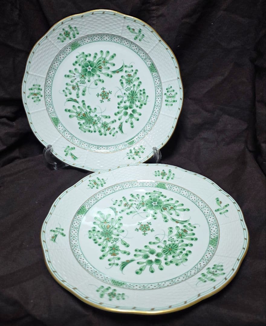 ヘレンド 森の宝物【25cmディナープレートペア】waldstein green