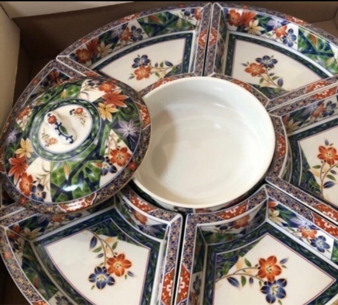 希少 回転皿 オードブル 友禅