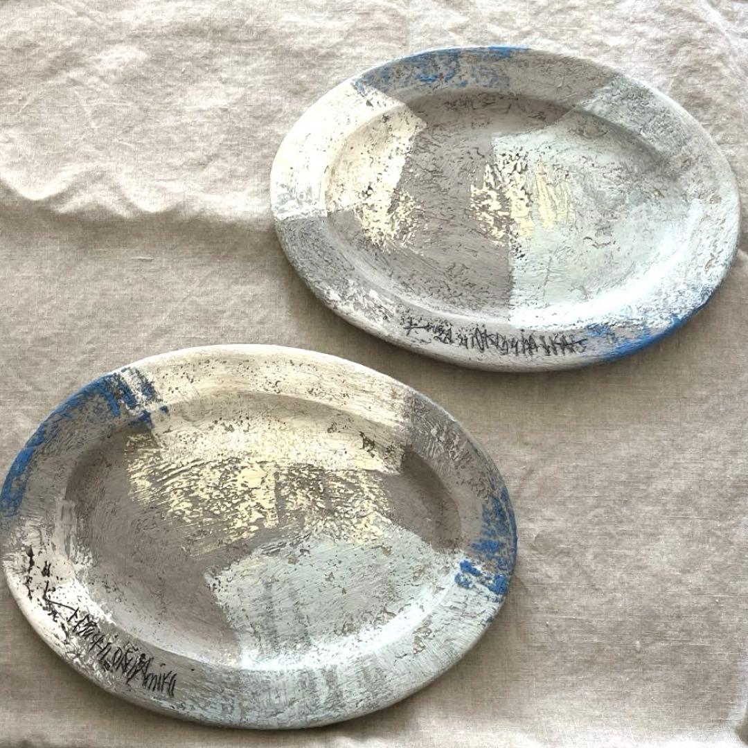 未使用 東恩納美架 大皿　オーバルプレート 2枚セット 水通しのみ