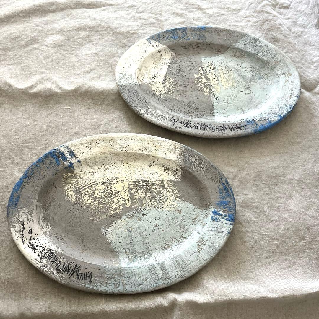 未使用 東恩納美架 大皿　オーバルプレート 2枚セット 水通しのみ