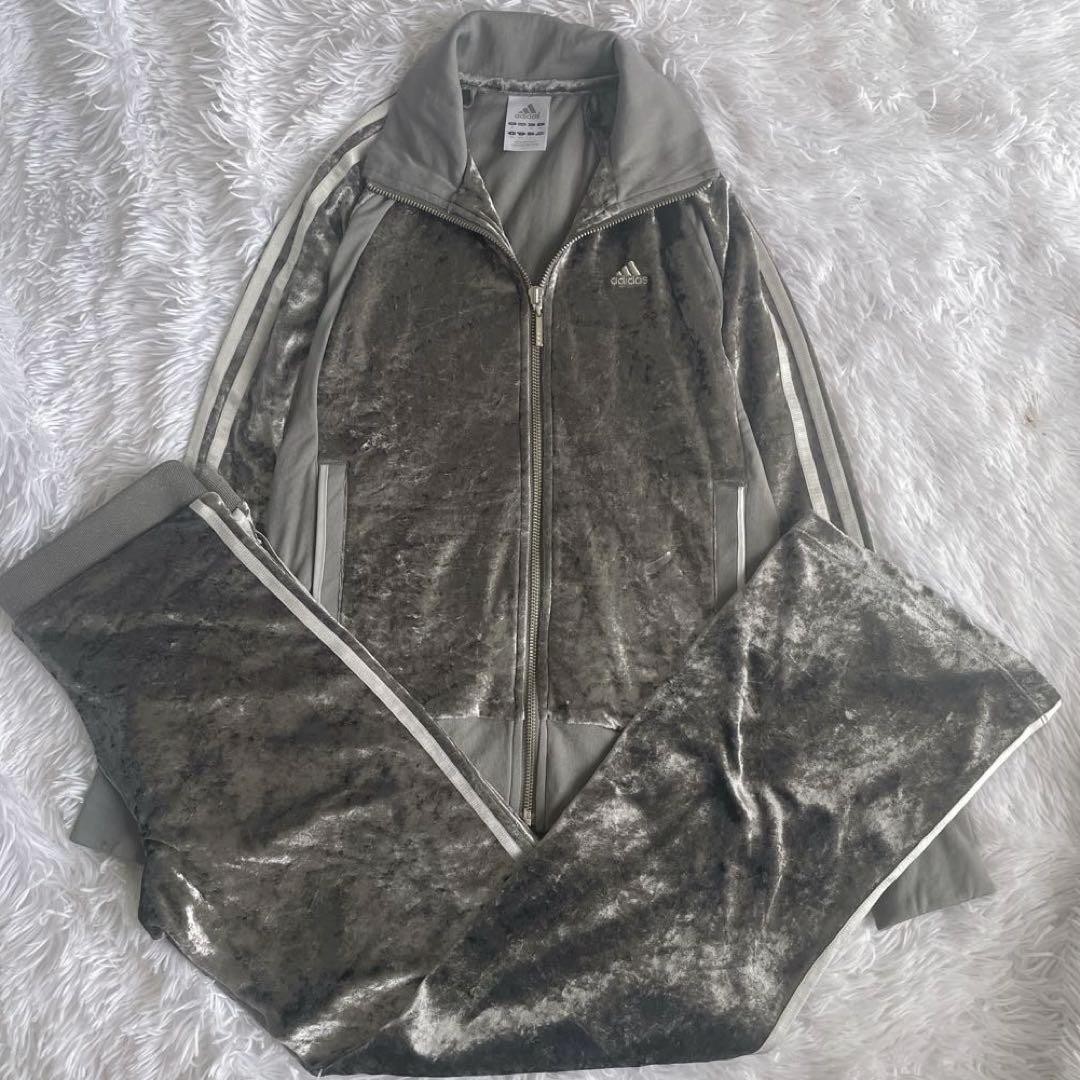 【希少】アディダス　セットアップ　ベロア　フレアパンツ　y2k M ライン