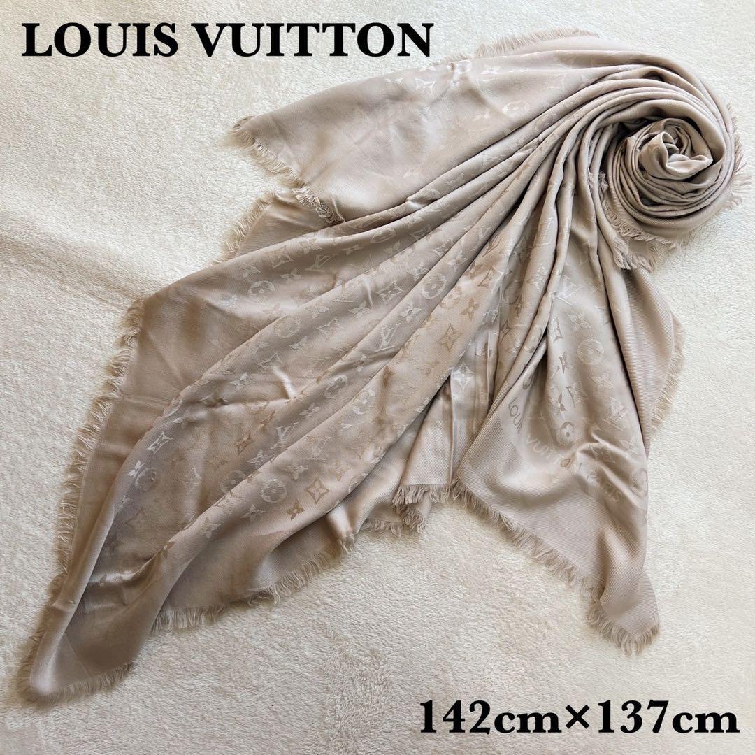 ルイヴィトン モノグラム ショール ストール シルク　ベージュ　大判