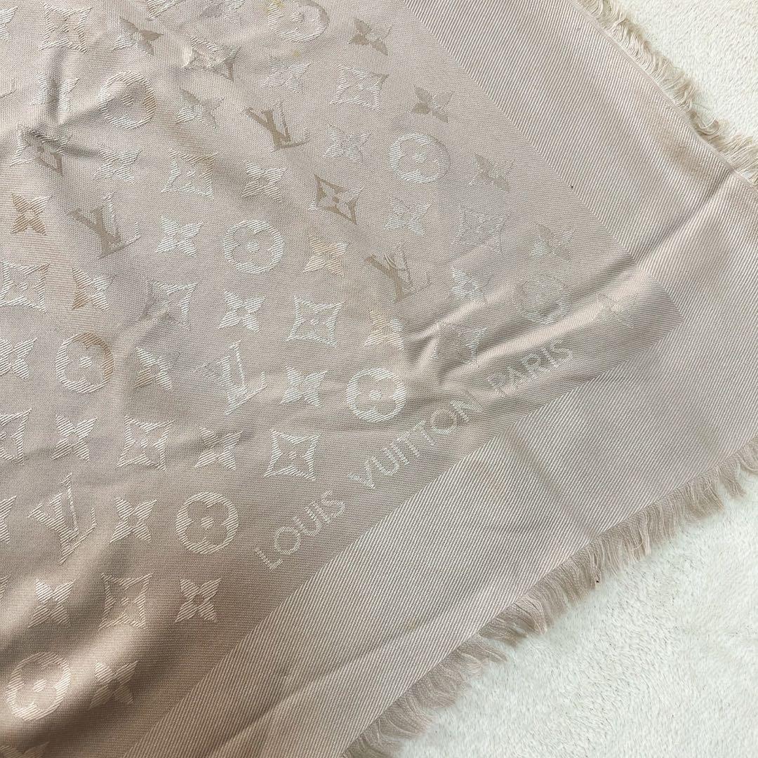 ルイヴィトン モノグラム ショール ストール シルク　ベージュ　大判