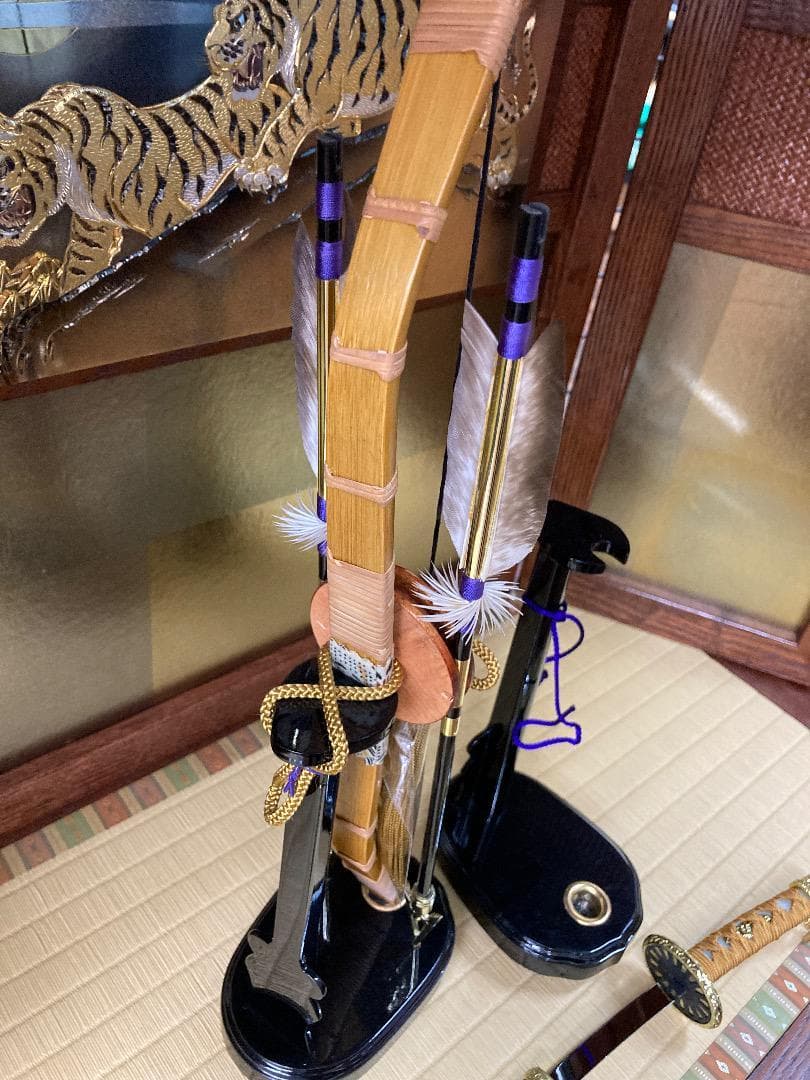 E21 五月人形刀　五月人形弓太刀　弓高さ48㎝位　五月人形兜鎧