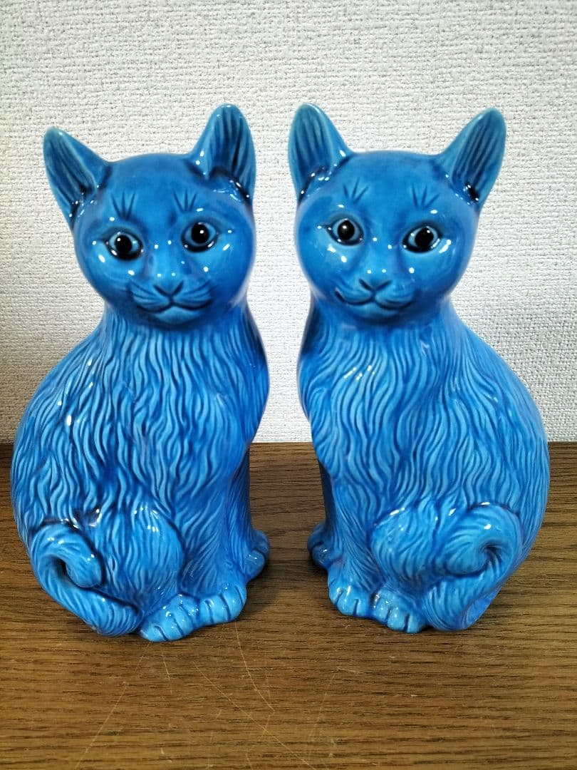 昭和レトロ　かわいいブルー 猫 ２体　最終値下げ