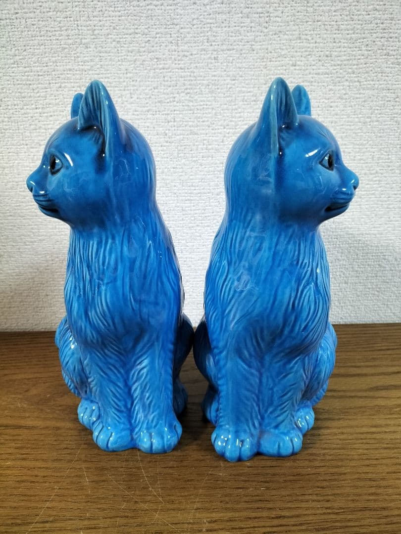昭和レトロ　かわいいブルー 猫 ２体　最終値下げ