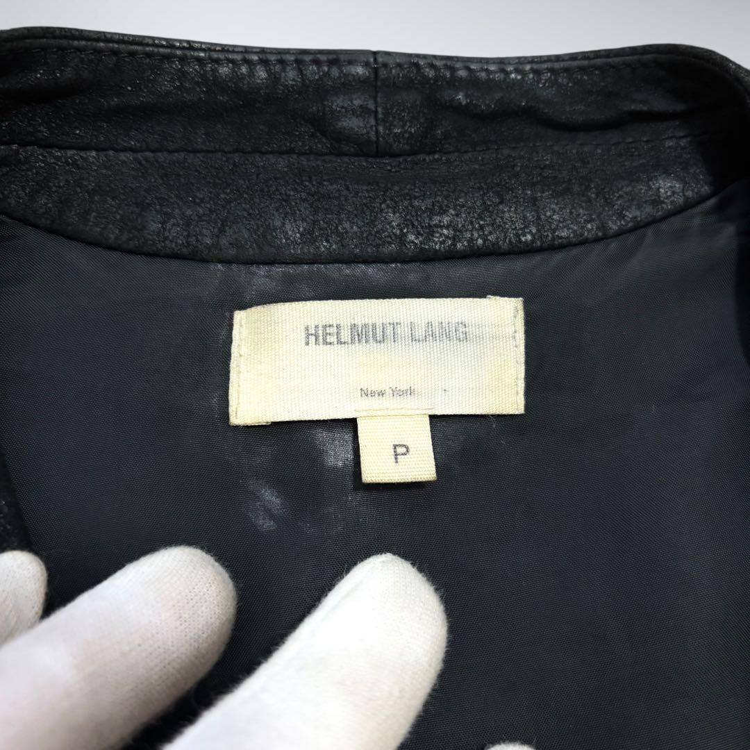 美品 ヘルムートラング ペーパーレザー 変形ライダース ジャケット 黒 Pサイズ