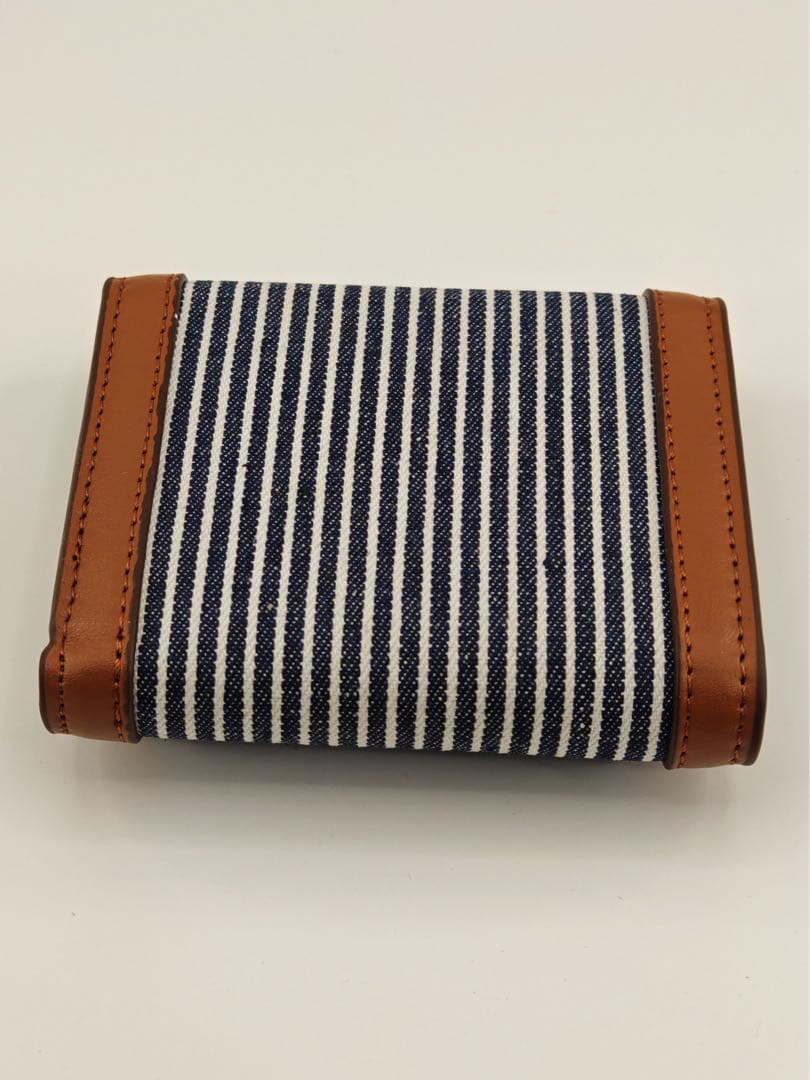 CELINE トリオンフ ミニ財布 ストライプ×ブラウン