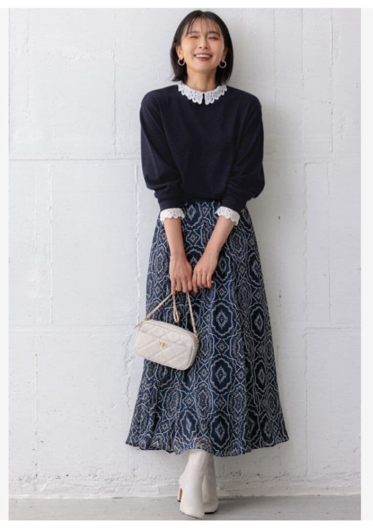 専用！　23区新品✨️ エンブロイダリーニット38黒　完売　レース襟iCB自由区