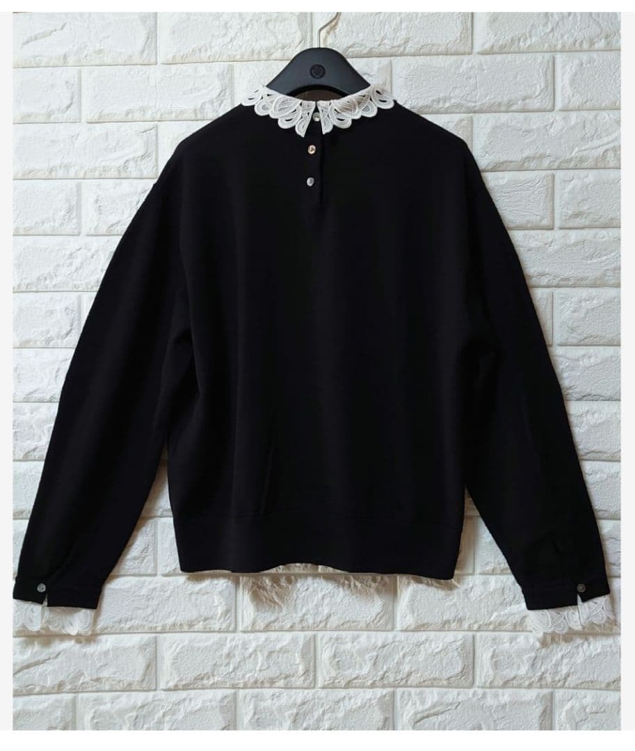 専用！　23区新品✨️ エンブロイダリーニット38黒　完売　レース襟iCB自由区