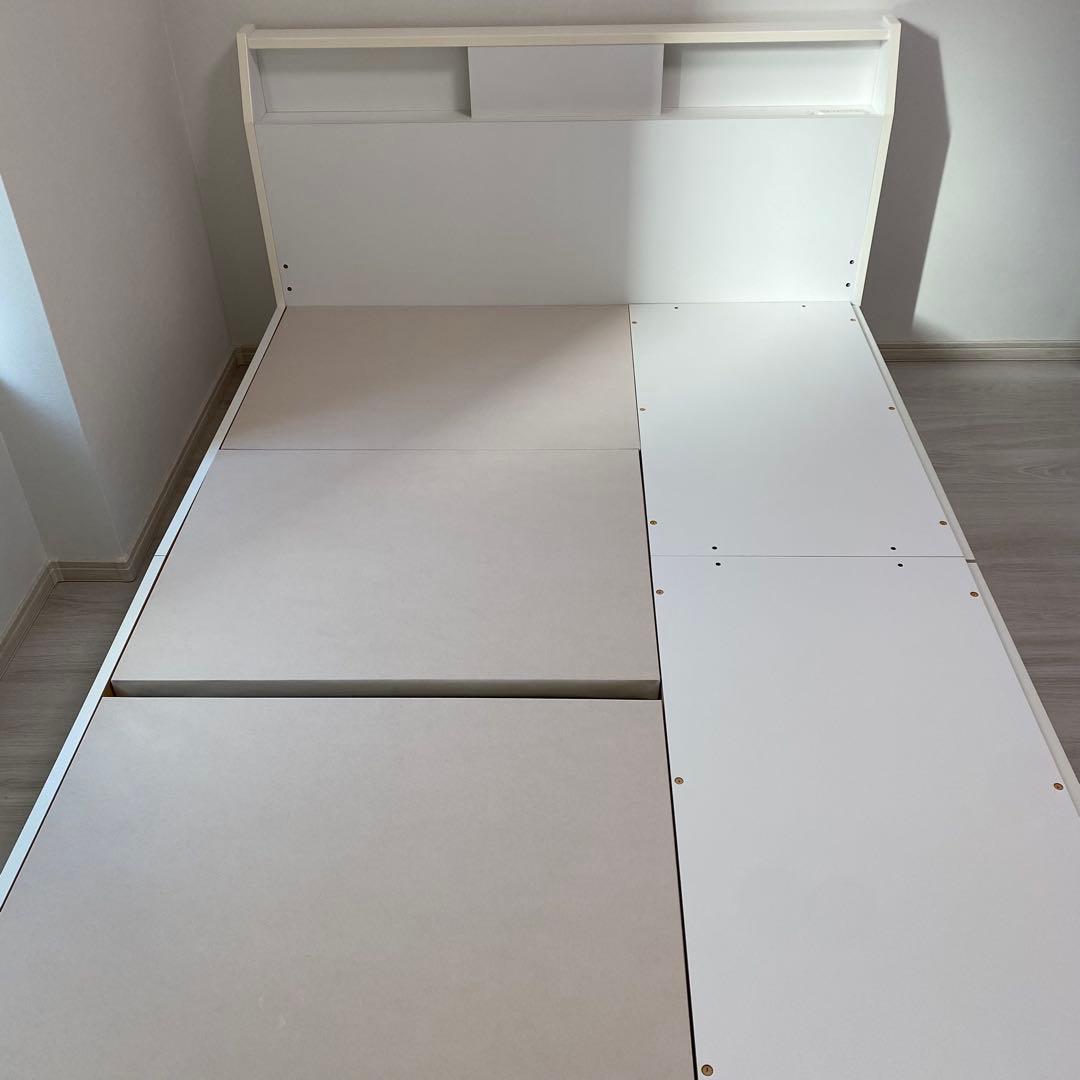 ダブル棚付引出し付ベッドフレーム(アザン アサヒキ25) ニトリ