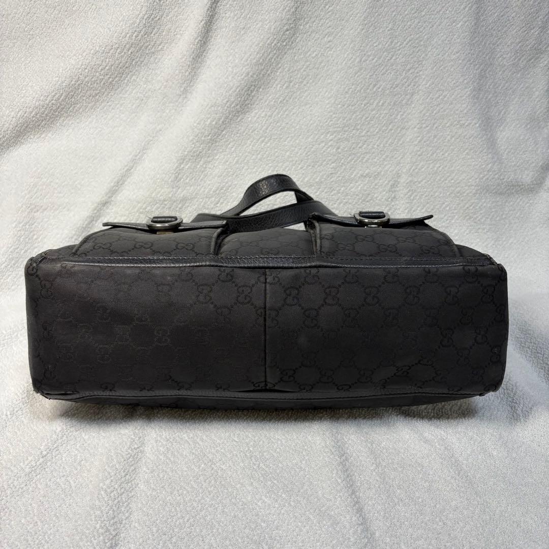 グッチ　GGキャンバス　レザー　アビーライン　ブラック　トートバック