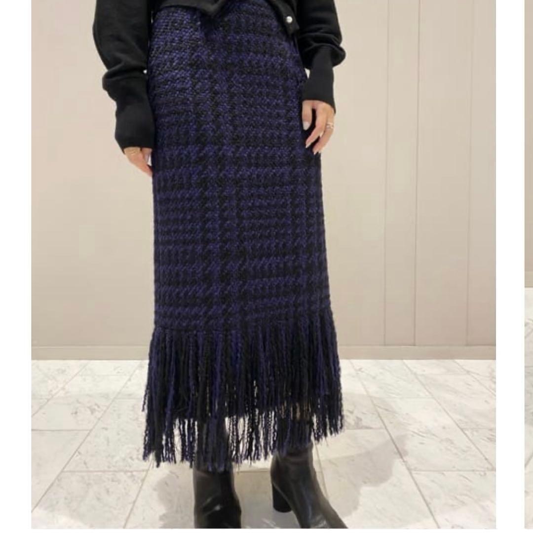 ブラミンクウールフリンジスカート36