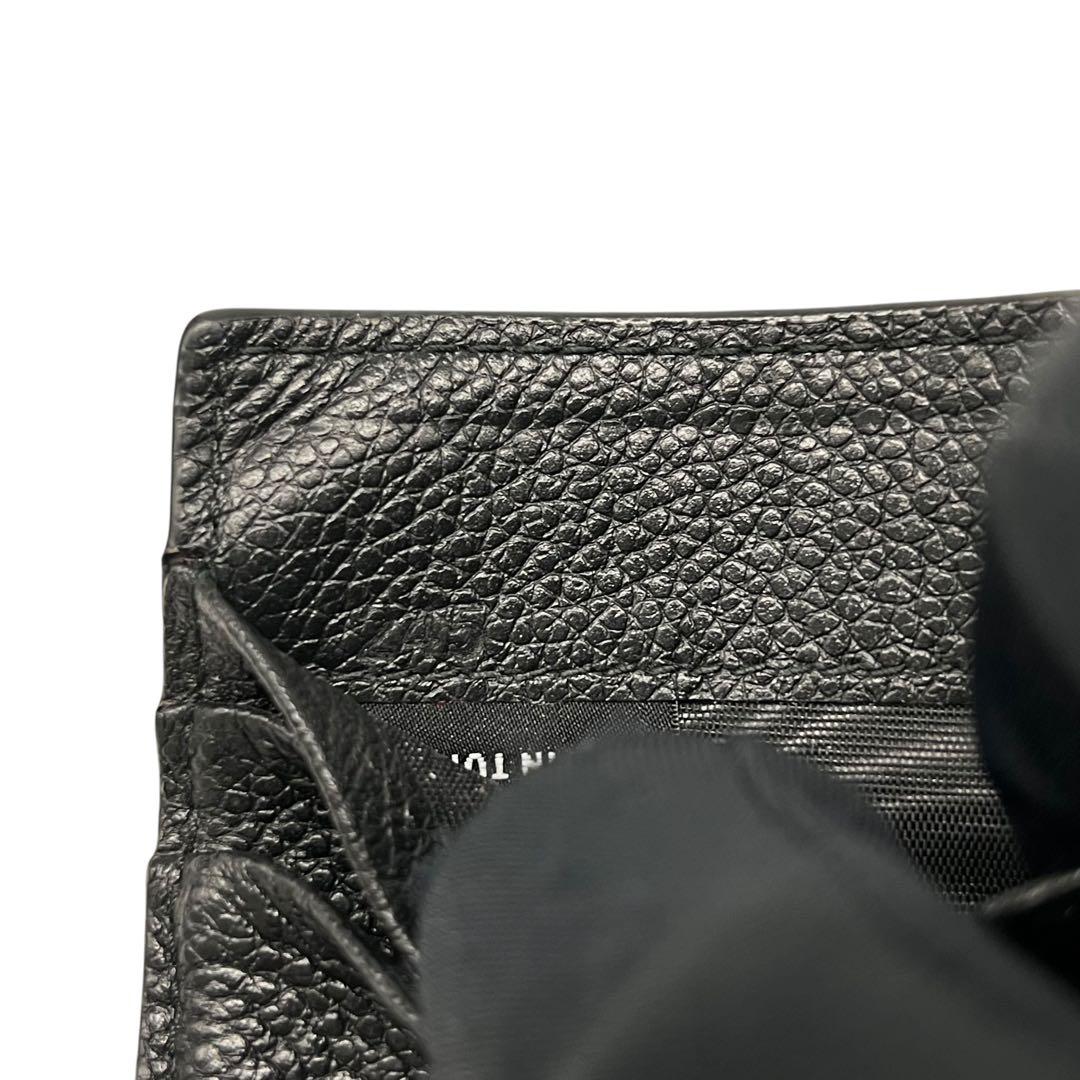 希少✨プラダ マネークリップ 札入れ シボ革 三角ロゴ レザー ブラック メンズ