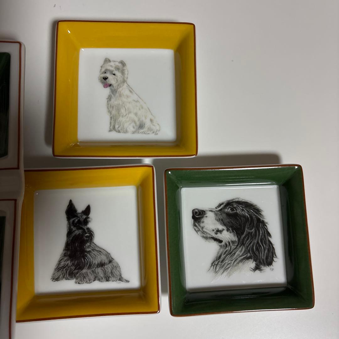 希少 エルメスHERMESイングリッシュスプリンガースパニエル灰皿大1 小5枚