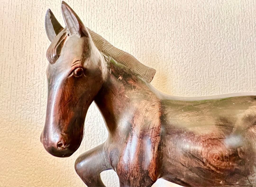 縁起物 木製　跳ね馬　馬 オブジェ 置物 アンティーク インテリア