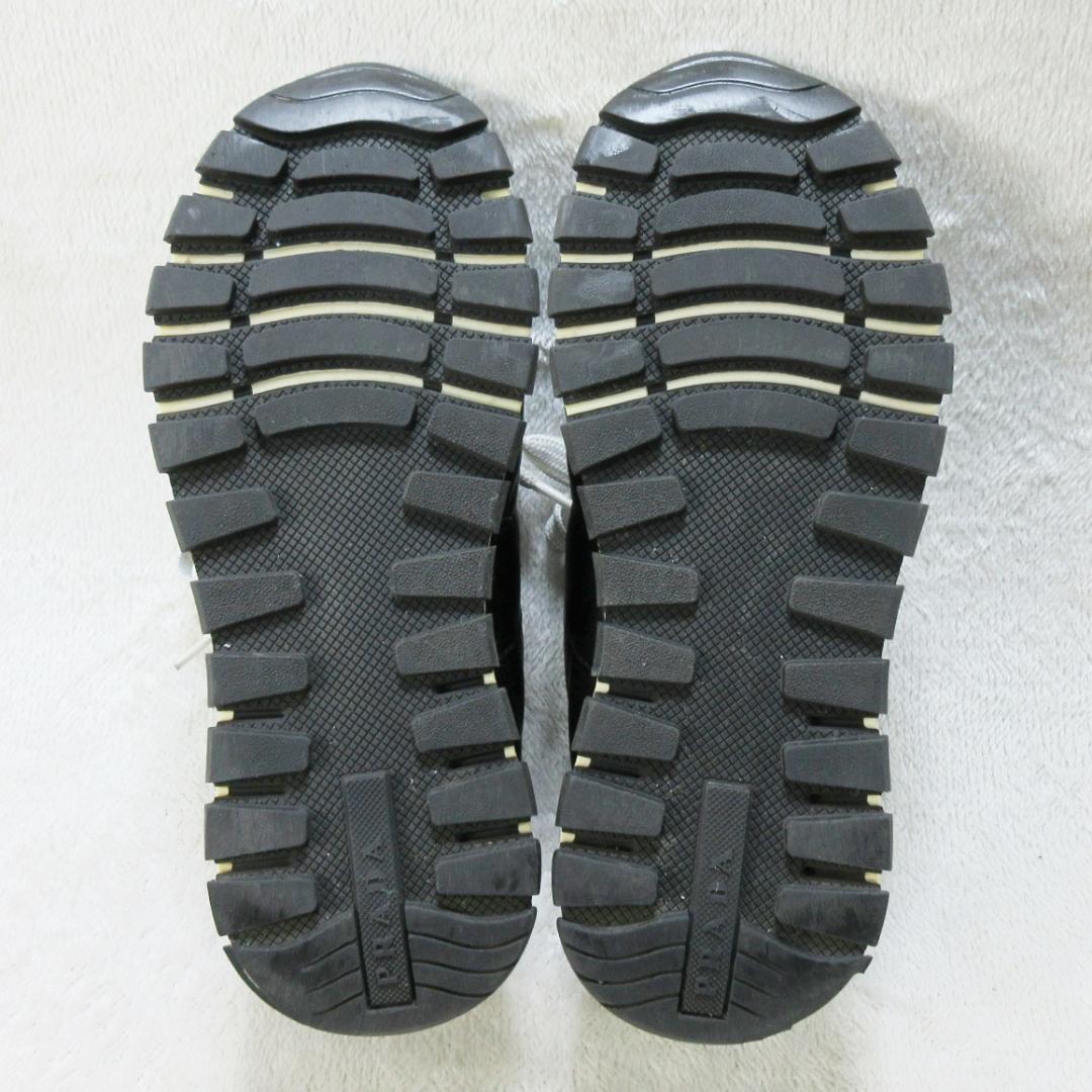 ✨ロゴ満載✨PRADA オールレザースニーカー 黒 EU35 22cm相当