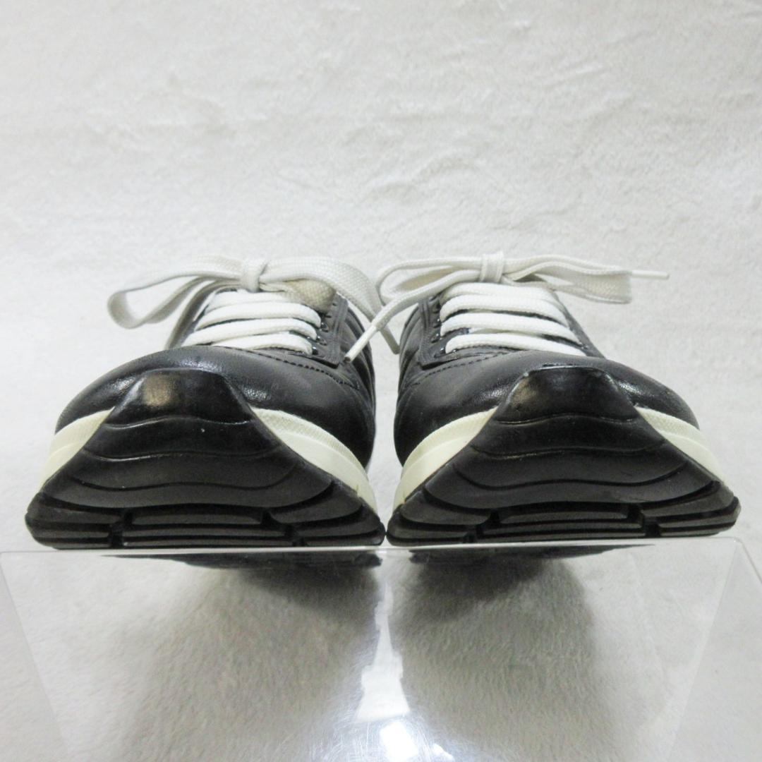 ✨ロゴ満載✨PRADA オールレザースニーカー 黒 EU35 22cm相当