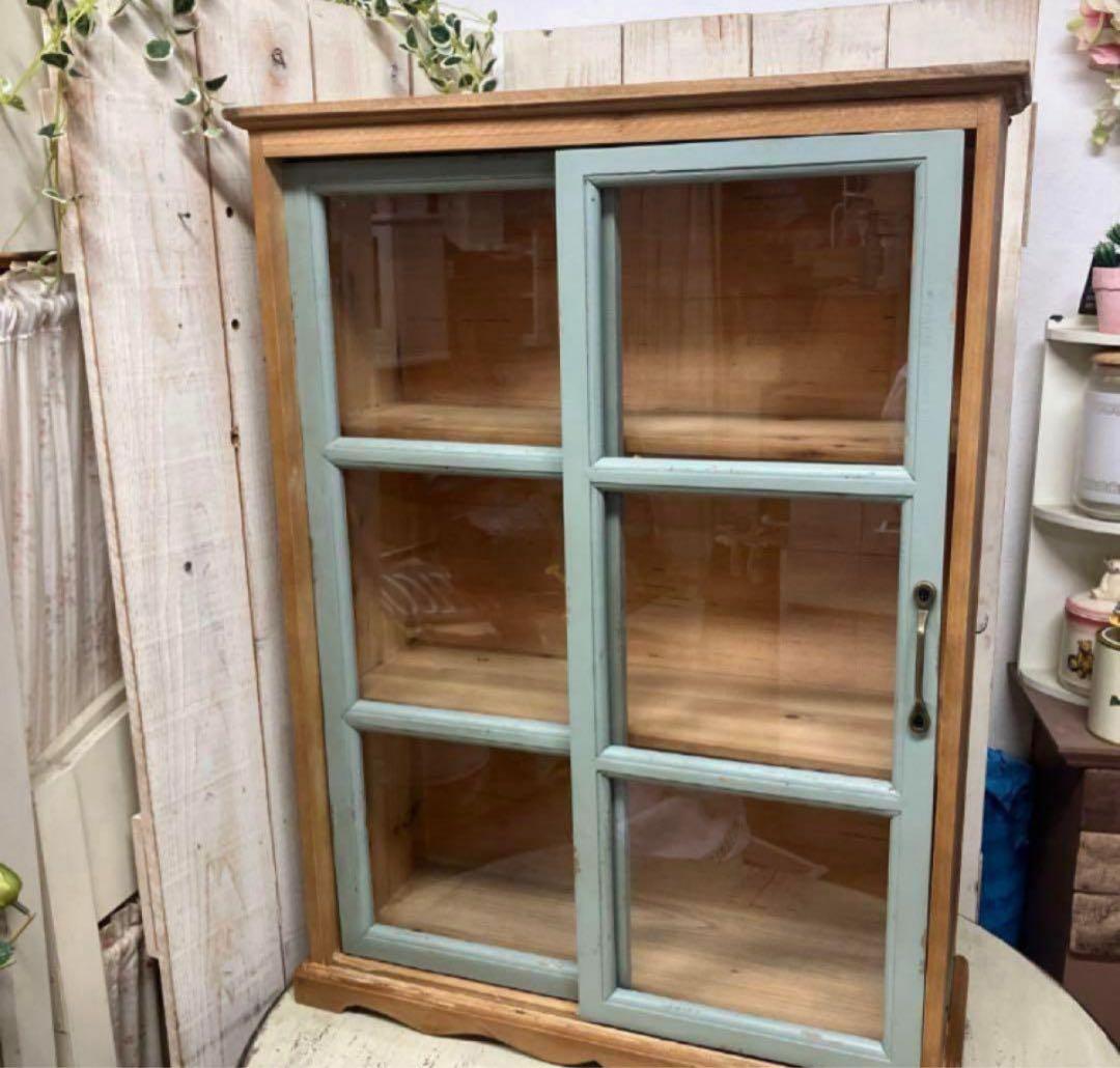 【再入荷分ラスト】グランシュマン 木製ガラス扉 収納キャビネット 引き戸シェルフ