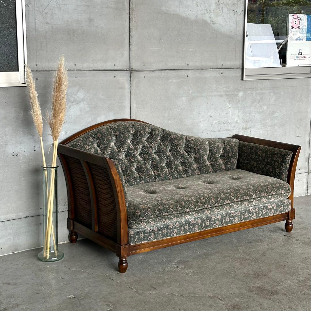 ★昭和レトロ★オールドカリモク　コロニアル✿輝く存在感☆2人掛けソファ✿