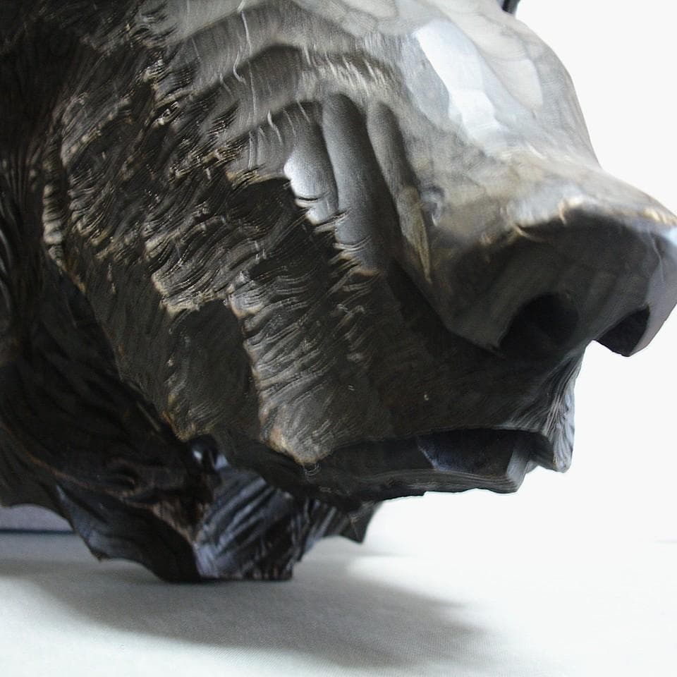 木彫り熊の顔：壁掛け：北海道土産・昭和４３年・大型