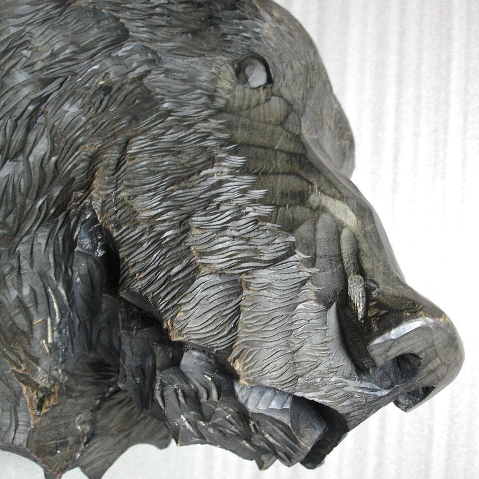 木彫り熊の顔：壁掛け：北海道土産・昭和４３年・大型