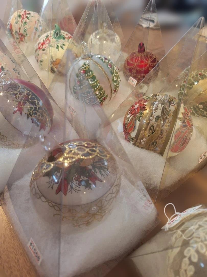 クリスマスオーナメント　手書きグラスボール　オーストリア製