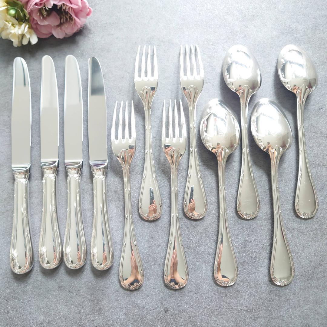 美品 クリストフル リュバン デザートサイズ ナイフ フォーク スプーン 12点